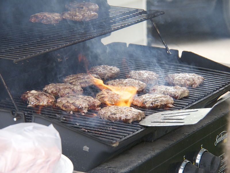 Hamburgers on a grill