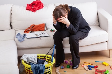 woman tired of spring cleaning